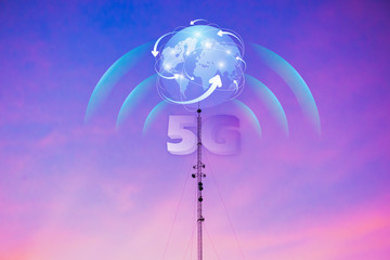 Cellular phone antennas area outside the capital.Development of communication systems.Technology on top of the telecommunication GSM 4G 5G