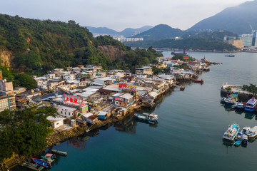 Fototapeta na wymiar Top view of Hong Kong typhoon shelter