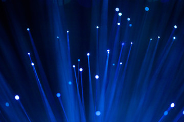 Blue luminous abstract background, digital fiber optic connection concept.