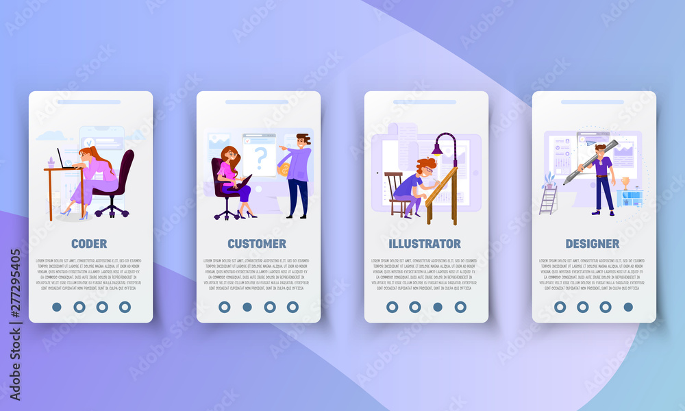 Wall mural set of onboarding screens user interface design studios