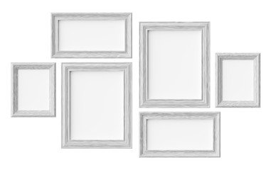 White wooden picture or photo frames isolated on white with shad
