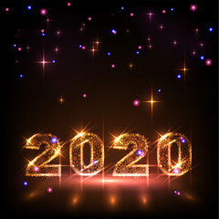 Bright sparkling numbers. New Year's congratulatory design 2020 year