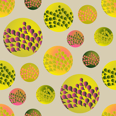 Fototapeta na wymiar abstract bubbles seamless pattern in magenta yellow shades