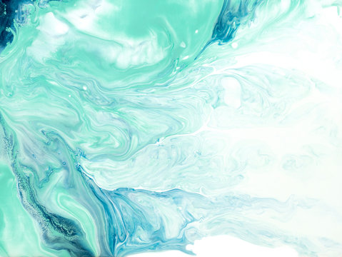 Blue and green creative abstract hand painted background, marble texture, abstract ocean