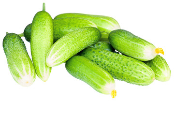 green fresh cucumbers isolated