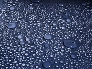 Water drops on blue background.