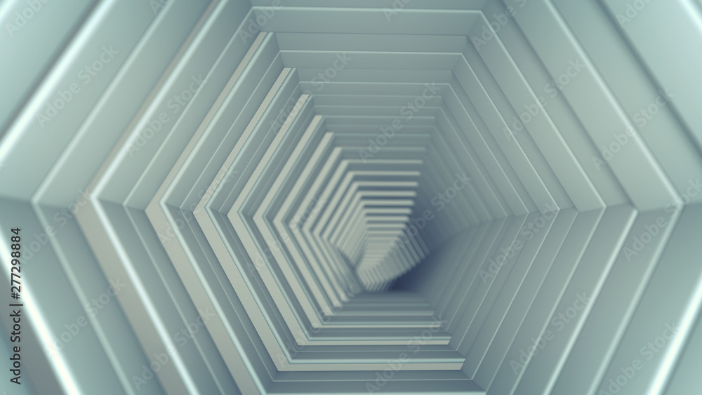 Poster empty white tunnel 3d rendering