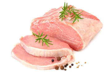 Raw pork meat isolated on white background