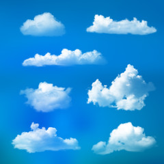 Obraz na płótnie Canvas Big set of transparent clouds. Realistic design elements.