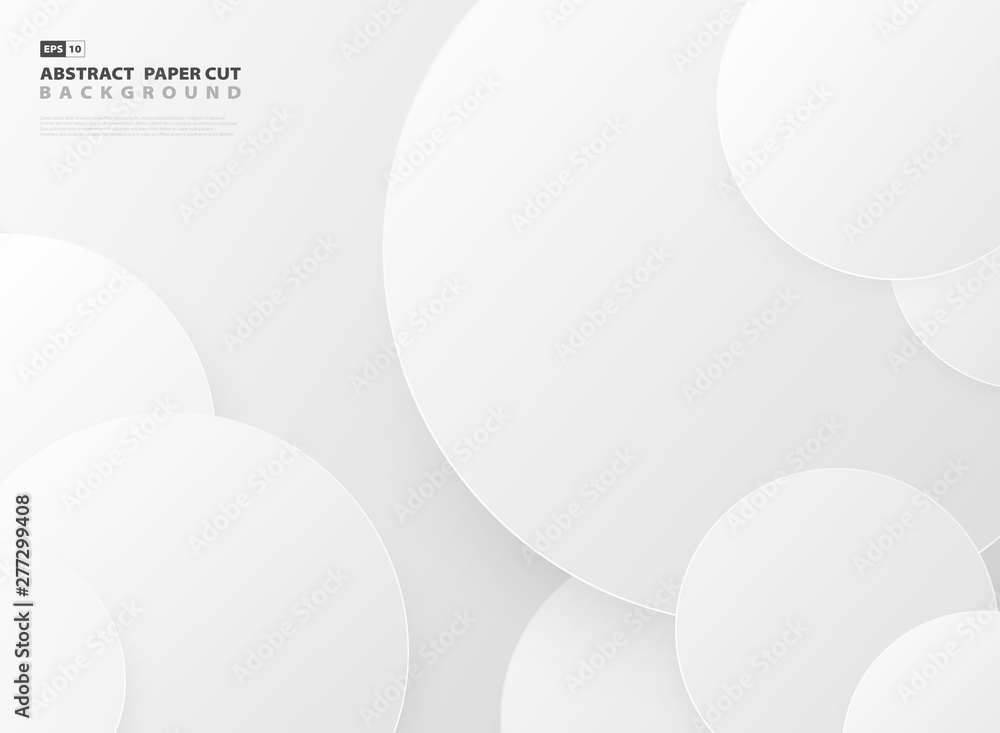 Poster abstract gradient gray circle pattern design paper cut template background. vector eps10