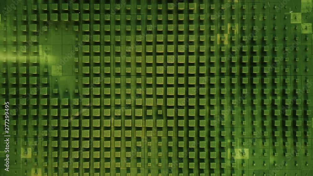 Aufkleber green metallic cubes with grunge texture. abstract technology concept. seamless loop 3d render anima