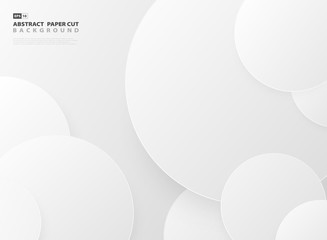 Abstract gradient gray circle pattern design paper cut template background. vector eps10