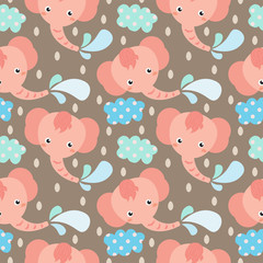 seamless pattern happy elephant