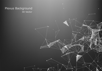 Abstract Internet connection and technology graphic design. computer geometric digital connection structure. Futuristic black abstract grid. Plexus with particles.