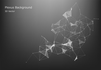 Abstract Internet connection and technology graphic design. Data futuristic. Low poly shape with connecting dots and lines on dark background.