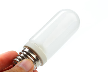 Halogen lamp on a white background. Lamp for studio flash close-up.- Image