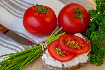 Savoury Snack With Bread And Tomatoes