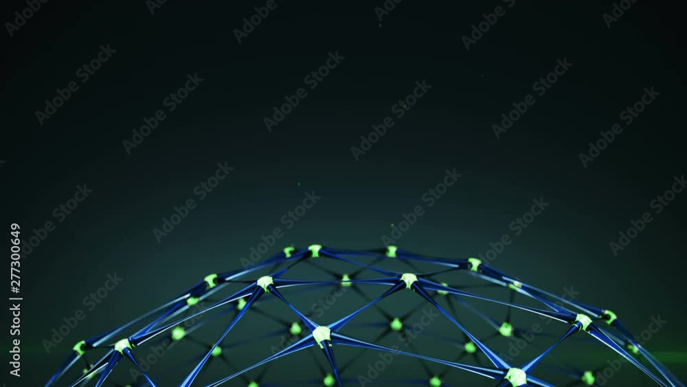 Poster network structure with glowing green nodes. futuristic science fiction or modetn technology concept.