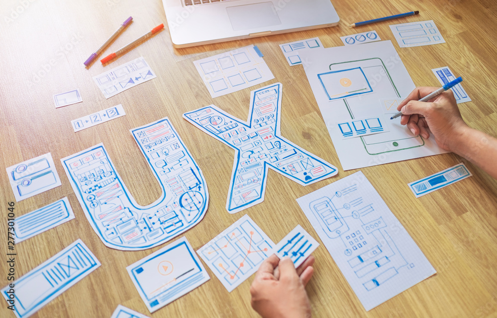 Poster ux designer creative prototype graphic planning application development for web mobile phone . user 