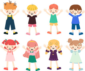 Fototapeta premium kids boy and girl character happy