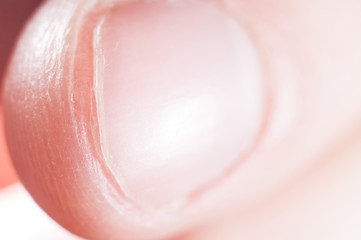 Nail on human finger close up, macro
