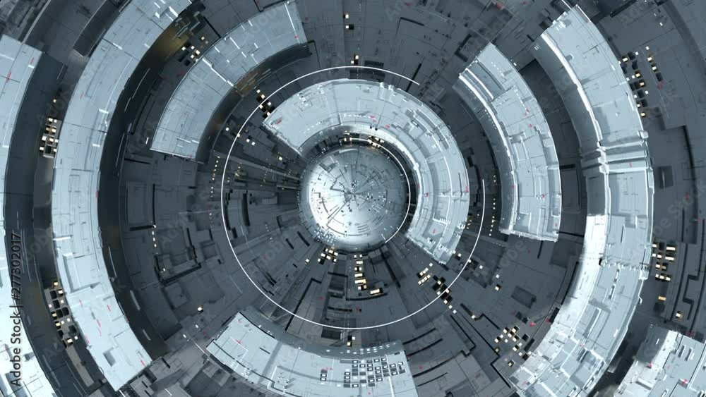 Poster gray futuristic circular shape. science fiction design. seamless loop 3d render animation