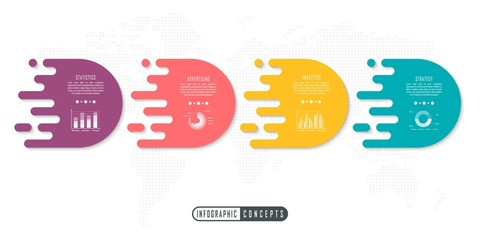 Vector infographics template for chart, diagram, web design, presentation, workflow layout. Business concept with 4 options, parts, steps or processes
