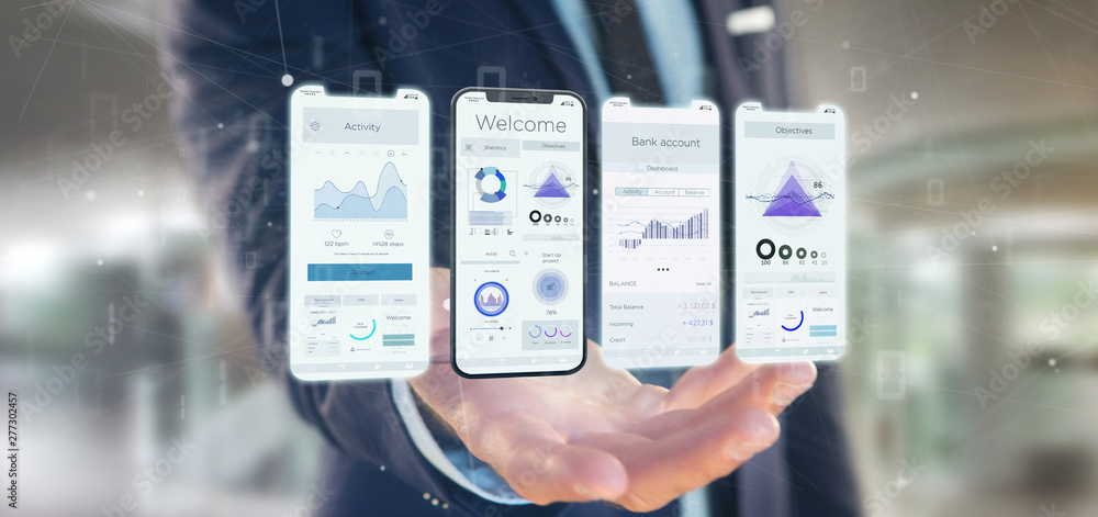 Poster application interface ui on a smartphone - 3d rendering