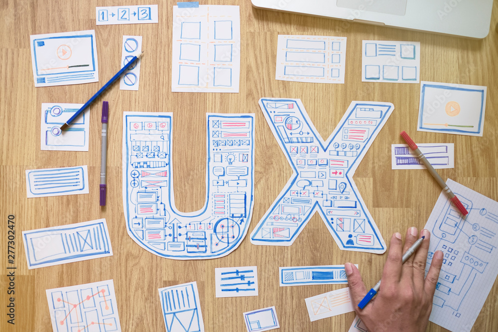 Poster ux designer creative prototype graphic planning application development for web mobile phone . user 