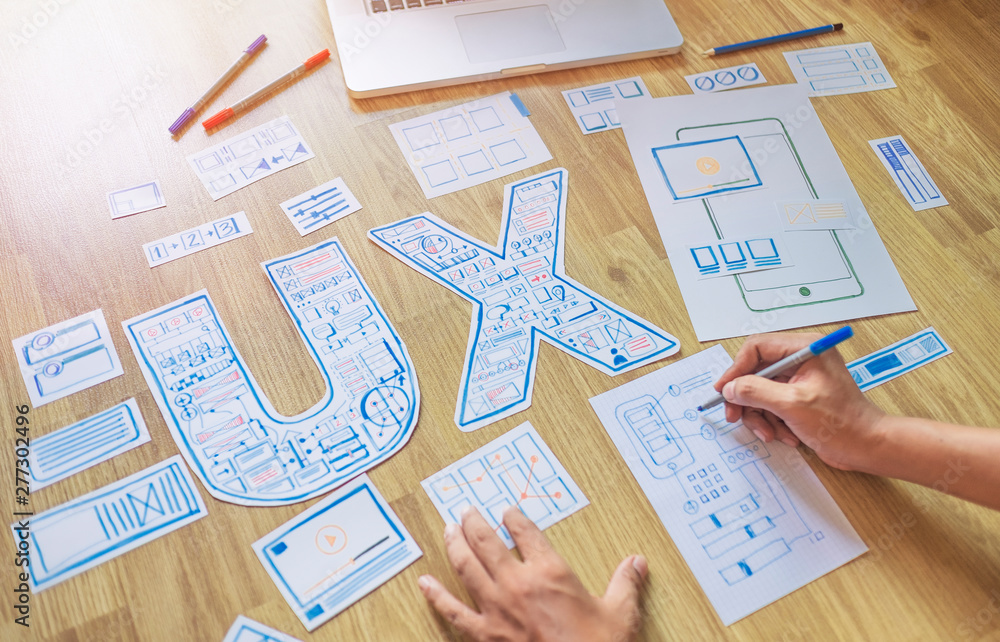 Poster ux designer creative prototype graphic planning application development for web mobile phone . user 