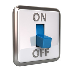 Blue switch in the off position 3d illustration