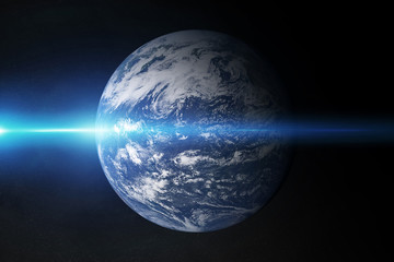 View of blue planet Earth Atlantic Ocean in space with her atmosphere 3D rendering elements of this image furnished by NASA