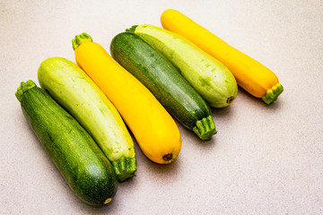Assorted colorful zucchini