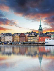 Schilderijen op glas Stockholm, Zweden - panorama van de oude stad, Gamla Stan © TTstudio