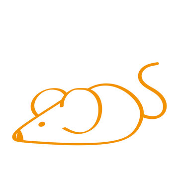 Handgezeichnete Maus in orange