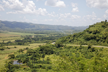 Fototapeta na wymiar Los Ingenios Valle, Cuba - July 18, 2018: Scenic View of Los Ingenios Valle near Trinidad in Cuba