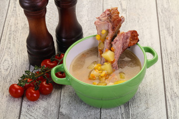 Peas soup with ribs