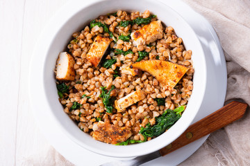 Kaszotto- polish food from buckwheat  with grilled chicken