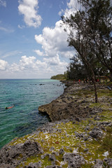 Coral beaches and turquoise water on the wild noon coast of Cuba, Bay of Pigs, Playa Giron