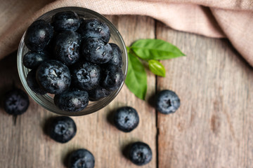 Freshly blueberries in glass