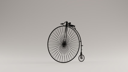 Black Penny Farthing Bicycle 3d illustration 3d render	