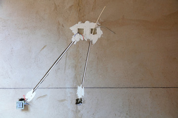 wall electric wire construction site