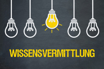 Wissensvermittlung / Tafel mit Glühbirnen