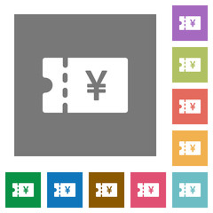 Fototapeta premium Japanese Yen discount coupon square flat icons