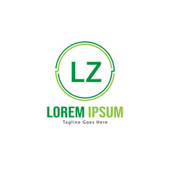 Initial LZ logo template with modern frame. Minimalist LZ letter logo vector illustration