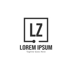 Initial LZ logo template with modern frame. Minimalist LZ letter logo vector illustration