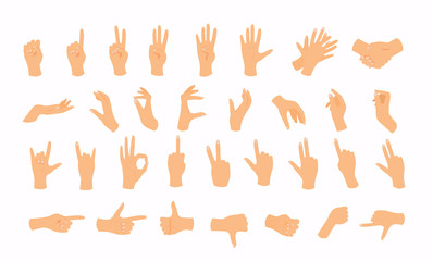 Hands in various gestures. Flat design modern vector illustration concept.