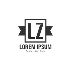 Initial LZ logo template with modern frame. Minimalist LZ letter logo vector illustration