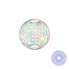 Abstract polygonal broken sphere.Vector outline colorful illustration.