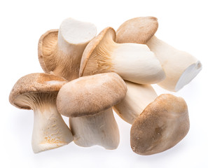 King oyster mushrooms isolated on white background.